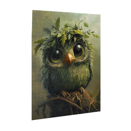 Cute Green Owl Wooden Puzzle | 500 Pieces, High-Quality Illustration, Ideal for Family Entertainment and Parent-Child Interaction