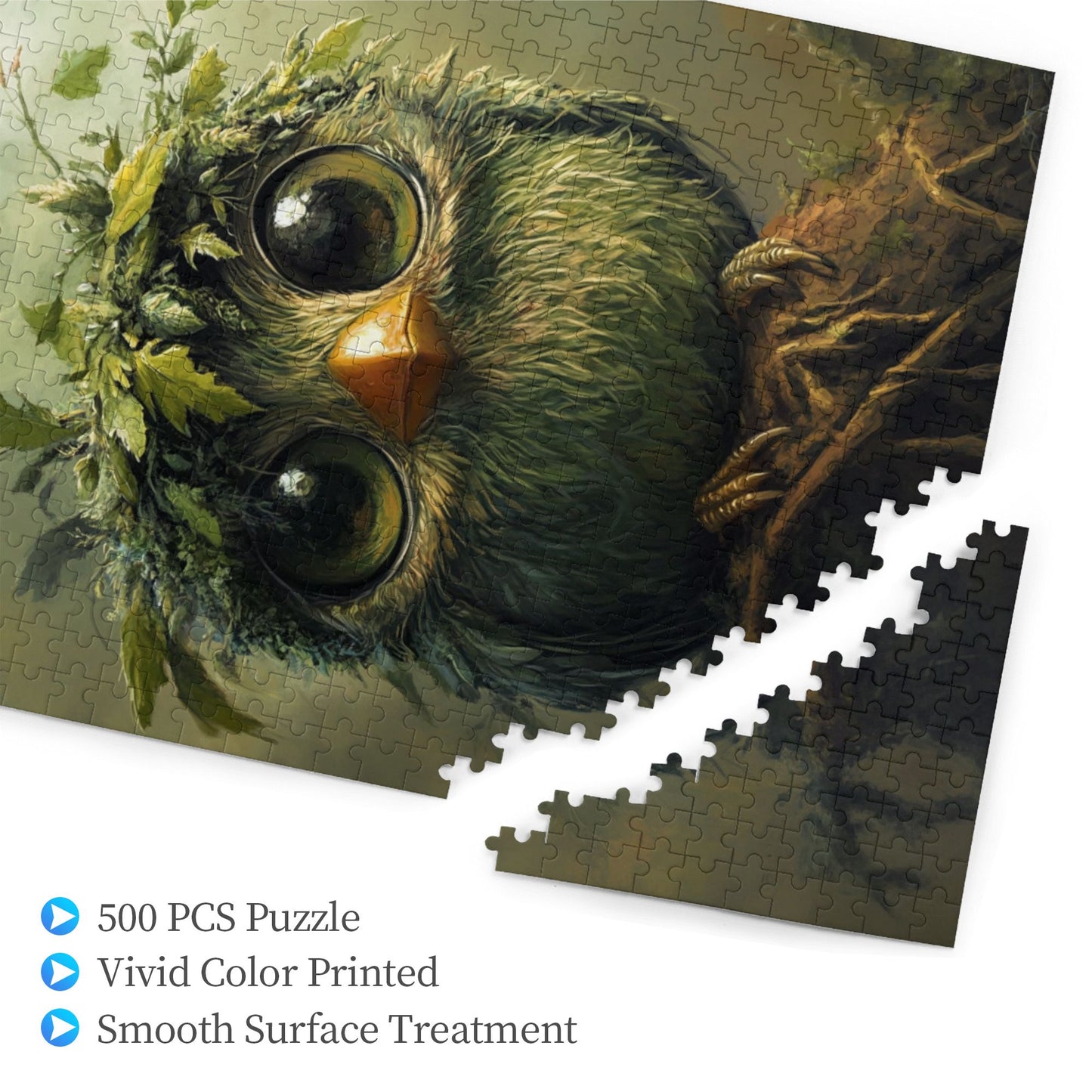 Cute Green Owl Wooden Puzzle | 500 Pieces, High-Quality Illustration, Ideal for Family Entertainment and Parent-Child Interaction