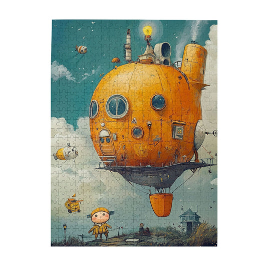 Flying Bubble House Wooden Puzzle | 500 Pieces, Creative Illustration, Ideal for Family Interactive Puzzle Game