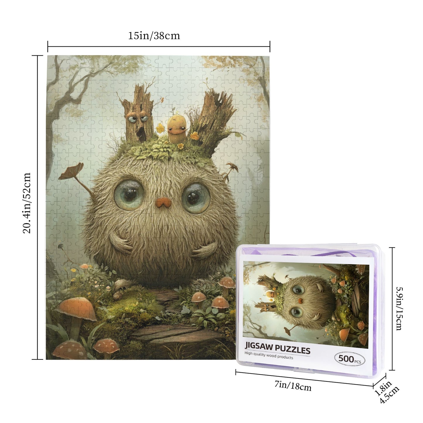 Fantasy Forest Fluffy Bird Puzzle | 500 Pieces Wooden Puzzle, Perfect for Family Entertainment