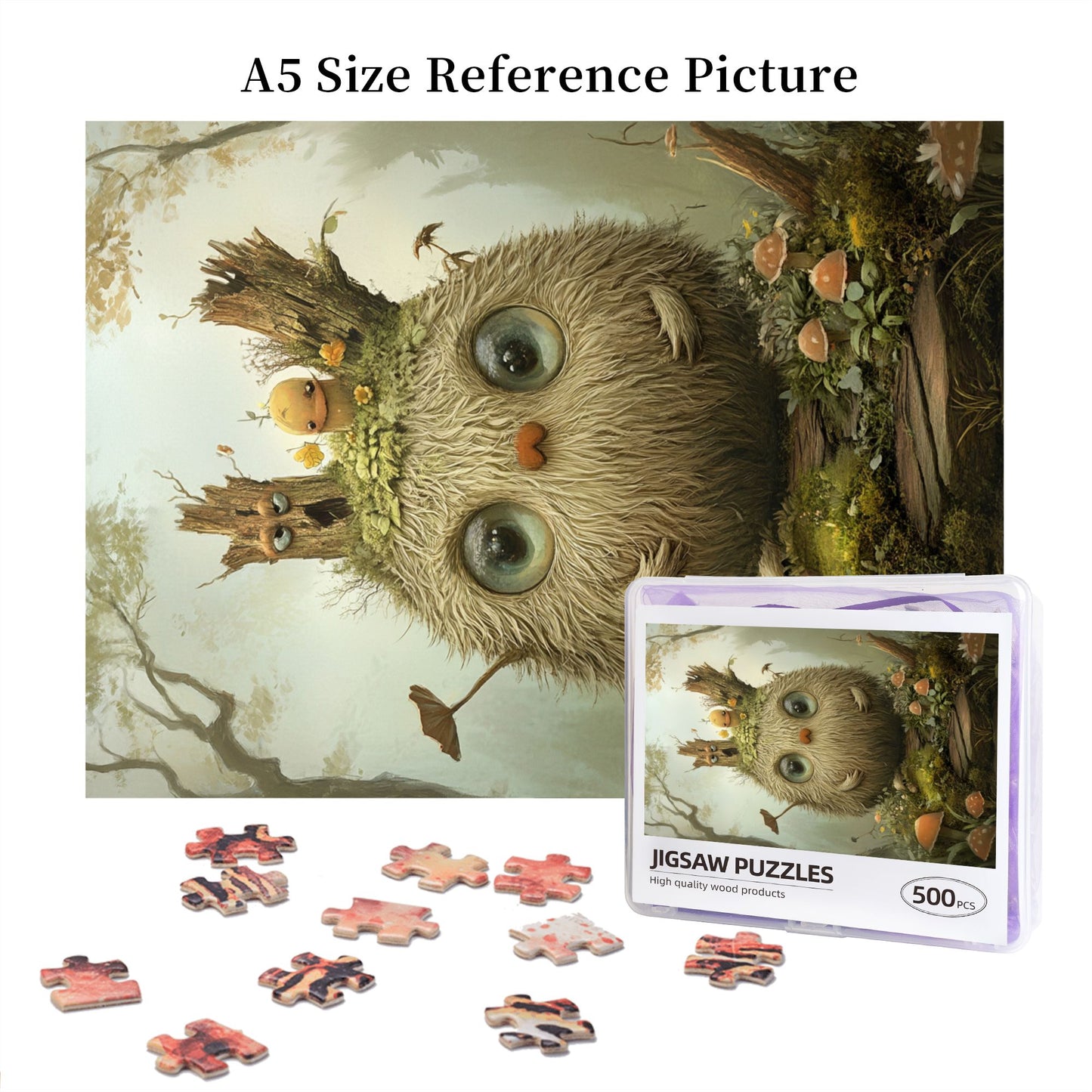 Fantasy Forest Fluffy Bird Puzzle | 500 Pieces Wooden Puzzle, Perfect for Family Entertainment