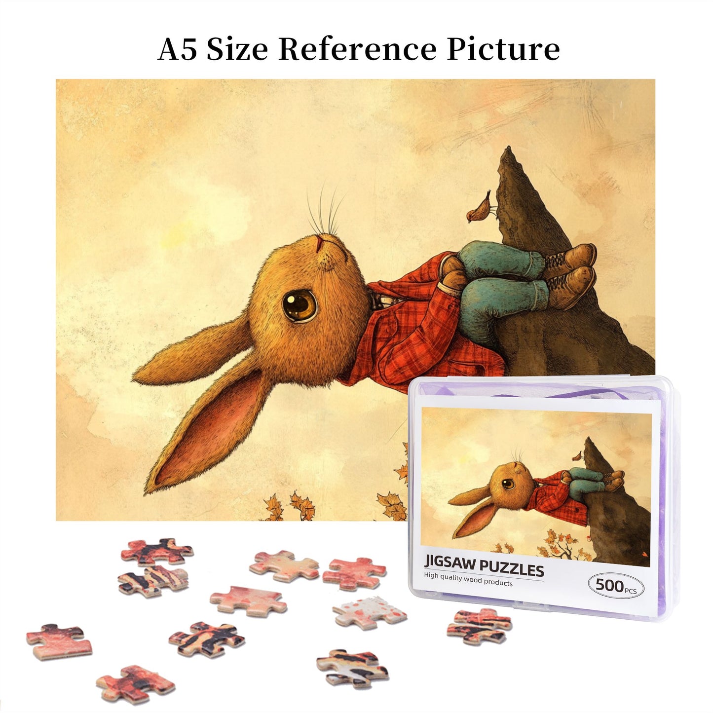 Autumn Rabbit Puzzle | 500 Pieces Wooden Puzzle, Perfect for Family Entertainment