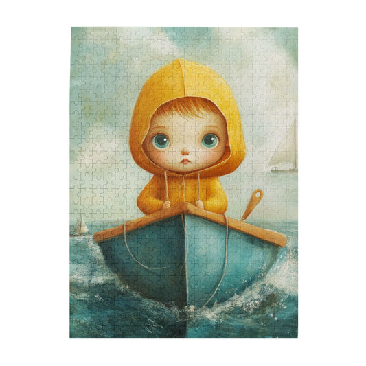 Yellow Raincoat Girl Puzzle | 500 Pieces Wooden Puzzle, Perfect for Family Entertainment