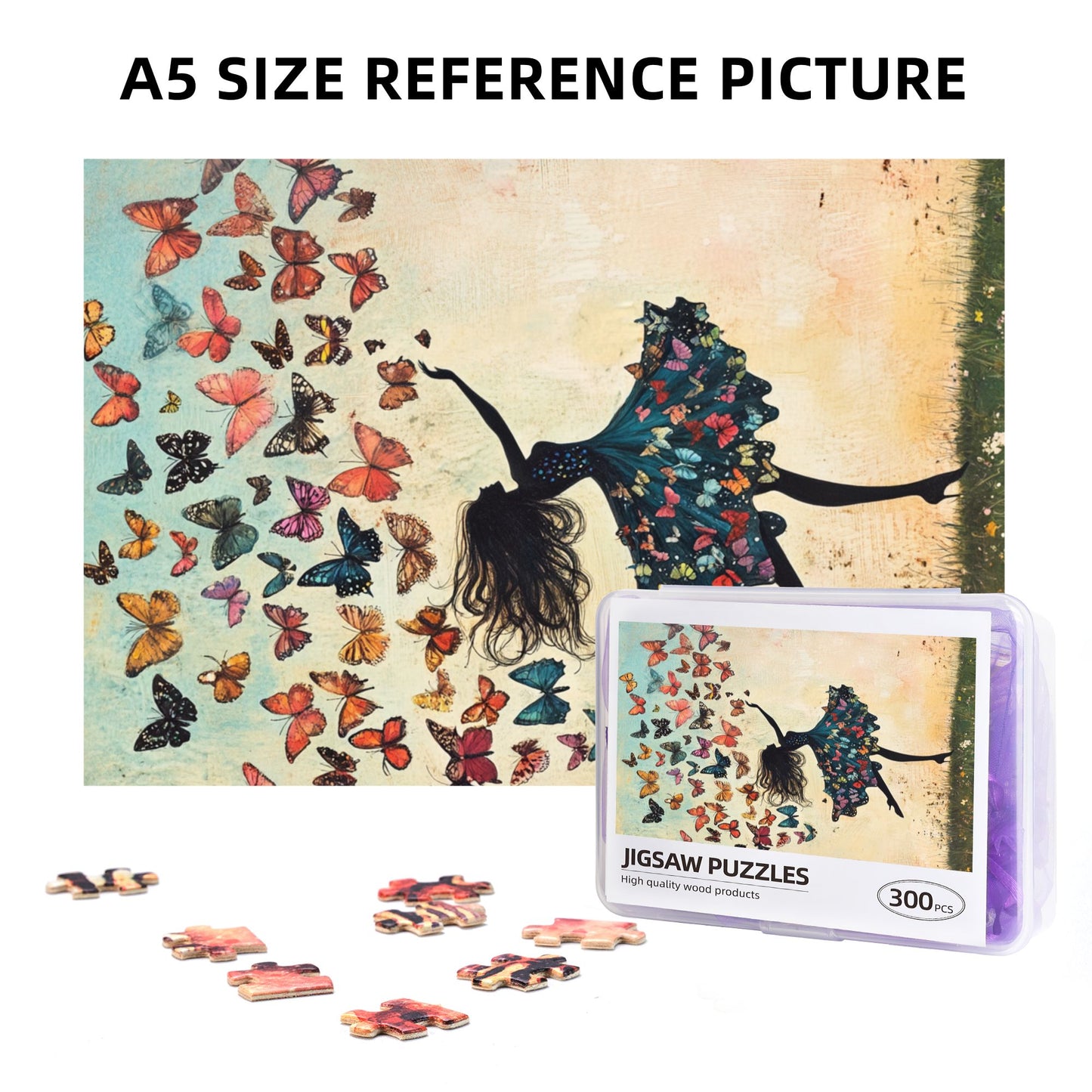 Dancing Butterfly Puzzle | 300 Pieces Wooden Puzzle, Creative Family Fun