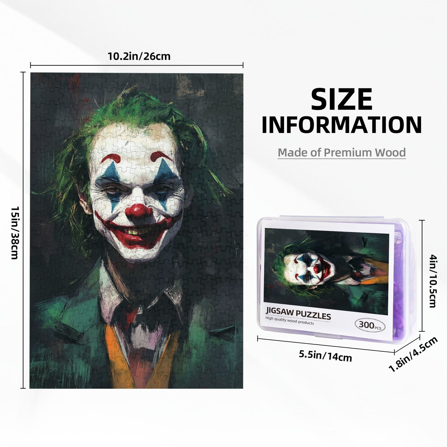 Joker Puzzle | 300 Pieces Wooden Puzzle, Classic Movie Character