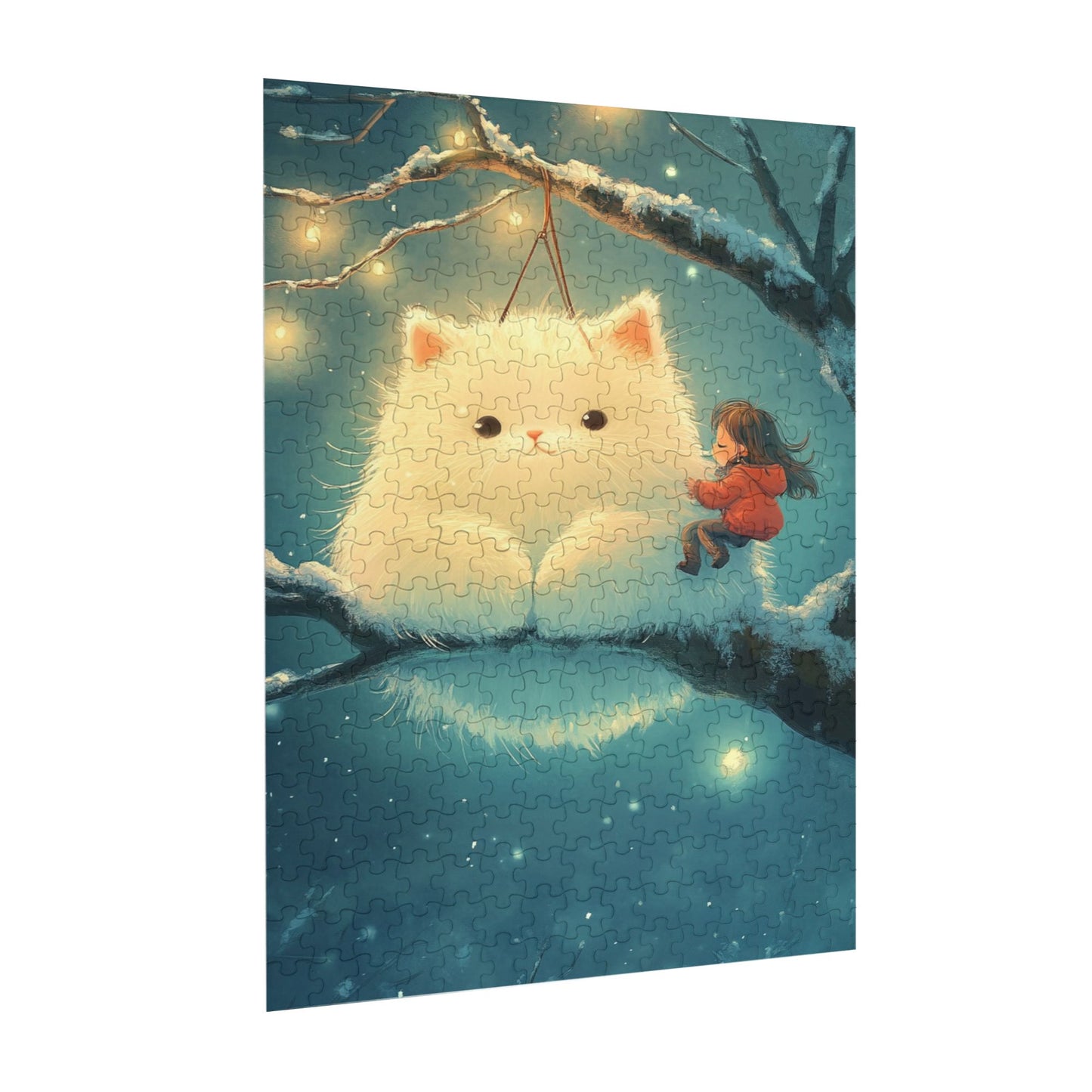 Dreamy Cat Puzzle | 300 Pieces Wooden Puzzle, Cozy Winter Scene