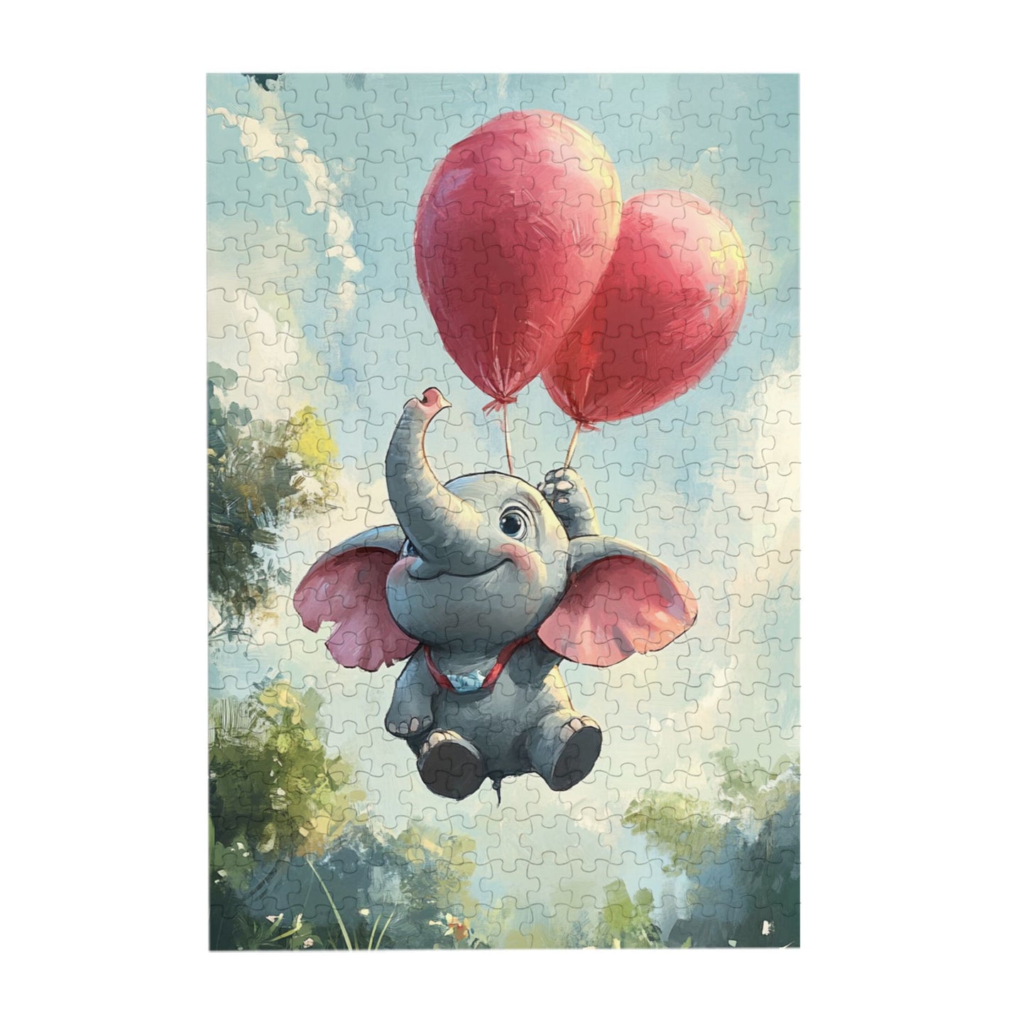 Cute Elephant Flying Puzzle | 300 Pieces Wooden Puzzle, Cozy Dreamlike Flying Scene