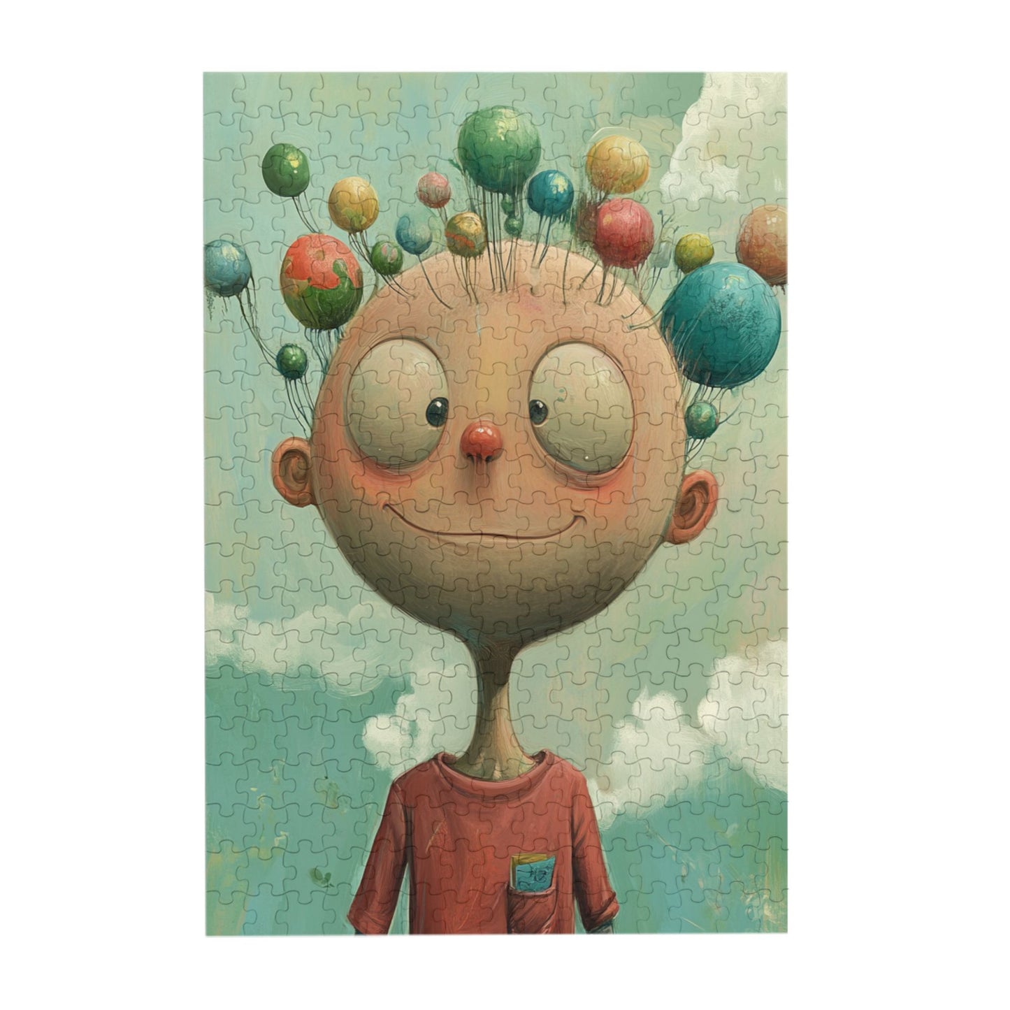 Colorful Balloon Boy Puzzle | 300 Pieces Wooden Puzzle, Creative Cartoon Scene