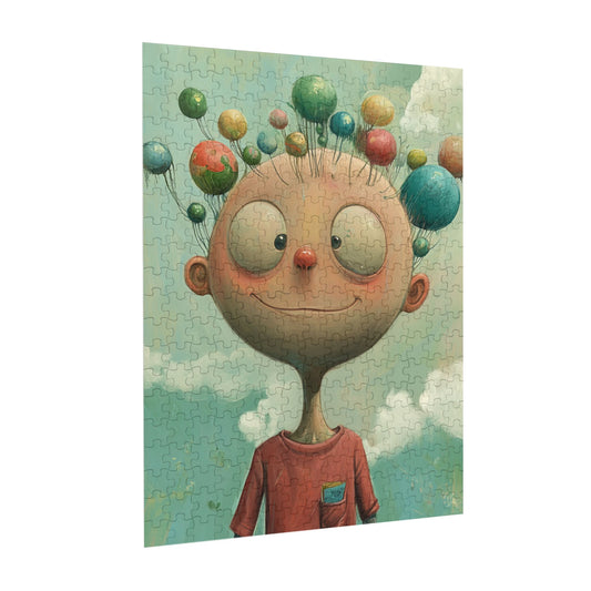 Colorful Balloon Boy Puzzle | 300 Pieces Wooden Puzzle, Creative Cartoon Scene