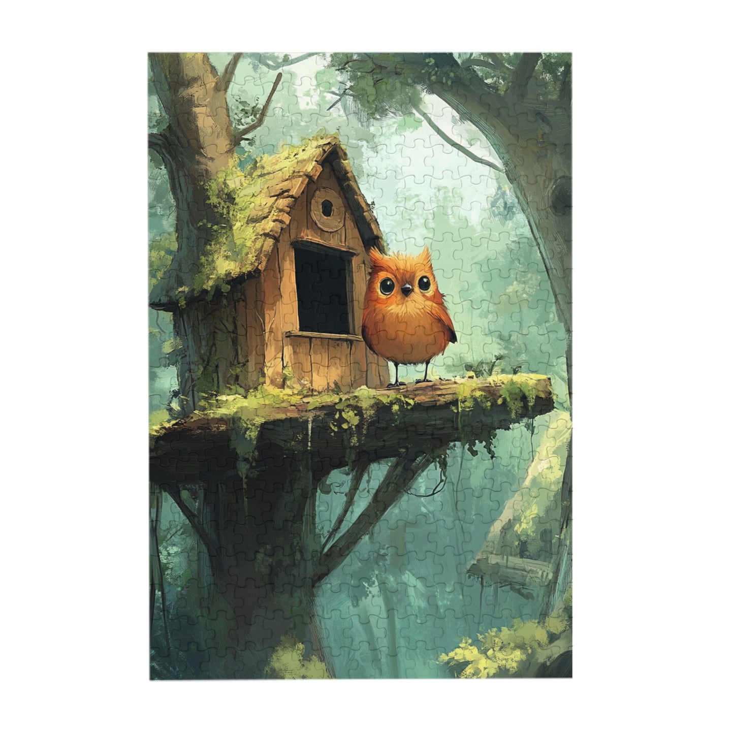 Forest Cabin Owl Puzzle | 300 Pieces Wooden Puzzle, Cozy Forest Scene