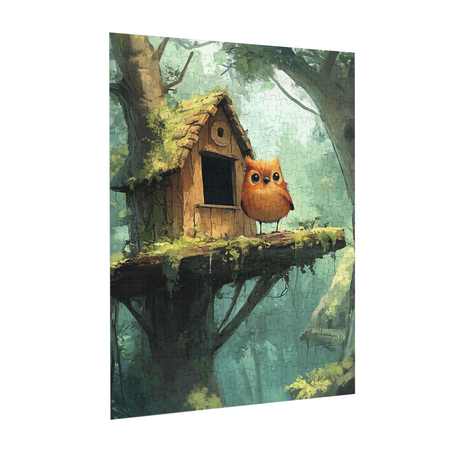 Forest Cabin Owl Puzzle | 300 Pieces Wooden Puzzle, Cozy Forest Scene